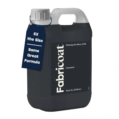 Image of Fabricoat Fabric Paint Restore or Change the Colour of Any Directly Onto Transform Anything Sofas, Lampshades, Car Interiors (2.5L, Gunmetal)