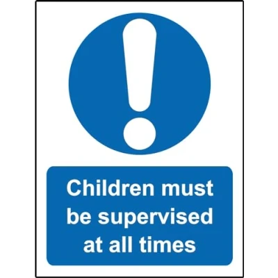 Image of Mandatory signs Children must be supervised at all times Safety sign 1.2mm Rigid plastic 200mm x 150mm Case (Pack of 5)