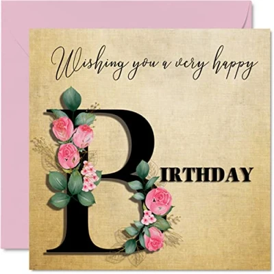 Image of Special Birthday Cards for Women Her Floral Roses Flowers Happy Card Mum Sister Daughter Auntie Nanny Grandma Friend, 145mm x Ladies Cute Pretty Bday Greeting
