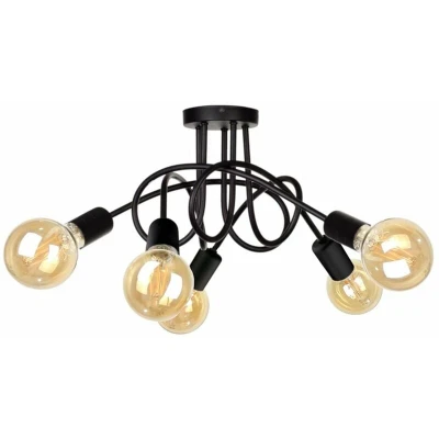 Image of Rumba Multi Arm Semi Flush Ceiling Light Black, 50cm, 5x E27