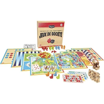 Image of Jeujura 8128 Board Games Traditional Game Set Wooden Box