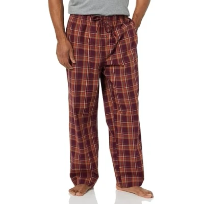 Image of Amazon Essentials Men&#039;s Straight Fit Woven Pyjama Bottoms, Burgundy Rust Mix Plaid, M