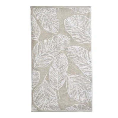 Image of Fusion Natural Leaf Bath Sheet (90 x 150cm) 100% Cotton Super Soft Tropical Palm Leaves Towel Linen &amp; White Towel/Bath Bathroom Accessory Matteo Collection