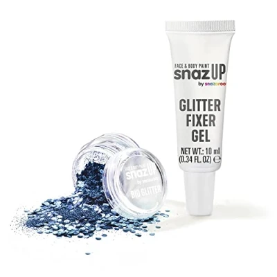 Image of Snazaroo Bio Glitter Kit, Face and Body Paint, Biodegradable Gliter, Ocean Blue Colour 5g + Fixer
