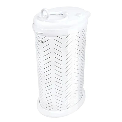 Image of Ubbi Steel Odour Locking Nappy Disposal Bin, No Special Bag Required Money Saving, Awards Winning, Modern Design Registry Must Have Herringbone