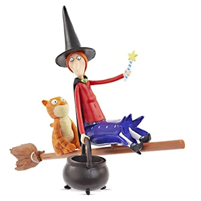 Image of WOW! STUFF The Witch and Cat from Room On Broom Twin Pack Articulated Collectable Action Figures Official Toys Gifts Julia Donaldson Axel Scheffler Books Films,Brown