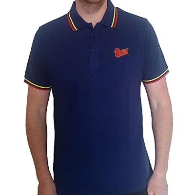 Image of Paradiso Clothing David Bowie Flash Unisex Polo shirt, Size: XXL, Navy