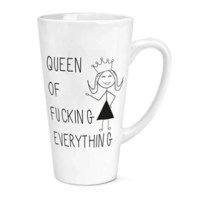 Image of Queen of F King Everything Quote 17oz Large Latte Mug Cup