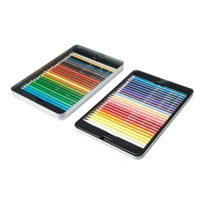 Image of Amazon Basics Coloured Pencils in Tin Box, Pack of 48 Assorted Colours
