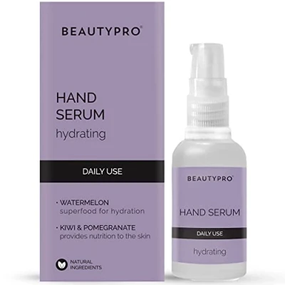 Image of BEAUTYPRO HAND Serum Daily Use For Hands 30ml 100% Plant Based Skincare Hydrating Nourishing Energising Vitamin C, A, K, E Watermelon Pomegranate Kiwi Organic Lime Oil