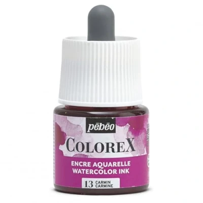 Image of Pébéo Colorex Ink 45 ml Carmine Watercolour Velvety Pink Multi Tool Drawing for All Media
