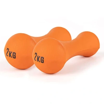 Image of Phoenix Fitness RY928 2 Neoprene Dumbbell Weight for Home Exercise Men, Women and Kids Arm Hand Weights Pilates Dumbbells Sold as a Pair 2kg, Orange