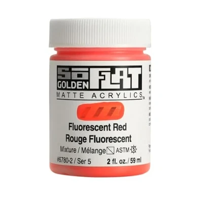 Image of Golden SoFlat Matte Acrylic Paint, 2oz jar, Fluorescent Red (6780 2)