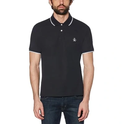 Image of Original Penguin Men&#039;s Tipped Collar Small Logo Polo Shirt, Dark Sapphire, x Large