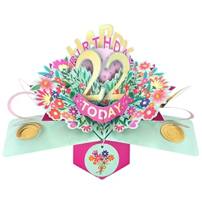 Image of Happy 22nd Birthday 22 Today Pop Up Greeting Card Love Kate&#039;s Cards Her POP215MC22