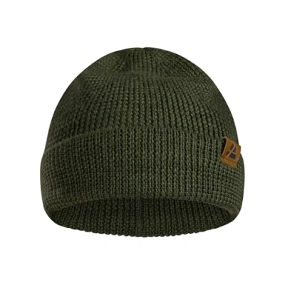 Image of DANISH ENDURANCE Merino Wool Beanie Hat, Thermal Autumn Winter Hats, Fisherman Beanie, Knit, for Men and Women, Unisex, Green, One Size