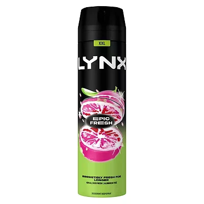 Image of Lynx Epic Fresh deodorant with a grapefruit &amp; tropical pineapple scent Bodyspray 48 hours of odour busting zinc tech 250ml