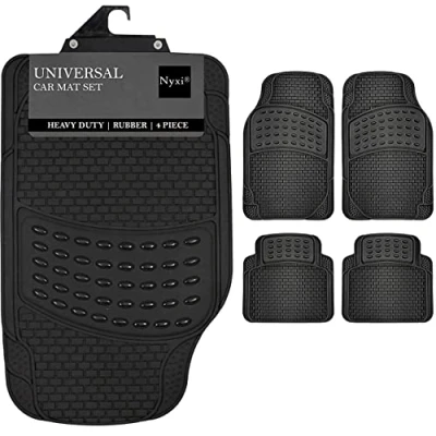 Image of Nyxi 4 Piece Rubber Car Mat (Front + Rear) Universal Non Slip Deep Dish Heavy Duty for Cars SUV Truck and VAN, Water Proof, All Weather