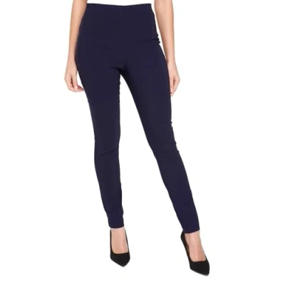 Image of Roman Originals Stretch Trousers for Women UK Ladies High Waisted Pants Pull On Leggings Smart Slimming Office Work Fitted Tailored Tapered Regular &amp; Plus Sizes Navy (28 in) Size 14