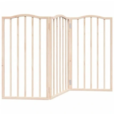 Image of vidaxl Dog Gate/Pet Barrier Poplar Wood, Foldable, Brown, For Living Room/Kitchen/Stairs