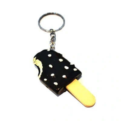 Image of Komonee Ice Lolly Brown Keychain Cream Key Ring Frozen Lollipop Chain Novelty Keyring