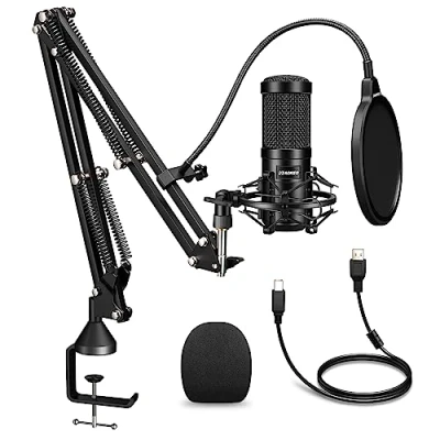 Image of Aokeo AK 60 192kHZ/24bit USB Streaming Podcast PC Microphone with Arm Stand, Shock Mount, Pop Filter, Foam Cover, for Youtuber, Karaoke,Recording