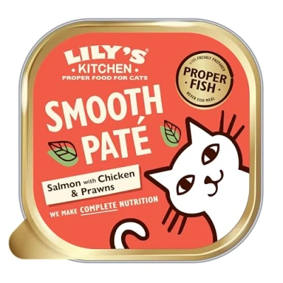 Image of Lily&#039;s Kitchen Natural Adult Wet Cat Food Trays Catch of the Day Salmon &amp; Chicken Smooth Paté Complete Grain Free Recipes (19 x 85g)