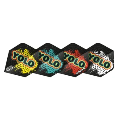 Image of Unicorn UltraFly Slang Darts Flights YOLO Paint Splash Design Standard Plus Shape Ultra Durable 100 Micron Polyester PET