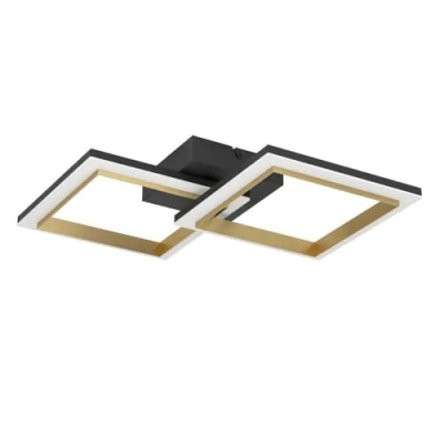 Image of Eglo LED Ceiling Light Fitting Calliera, Step dimmable lamp, Office and Kitchen Lighting Made of Metal Plastic in Black Brass, Neutral White, 31 x 52.5 cm