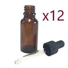 Image of Dropper bottle with pipette 20ml Glass/Amber (x12) Suitable for Medical/Aromatherapy