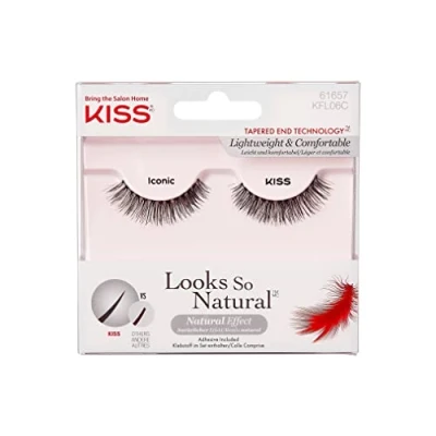 Image of KISS Look So Natural Collection 1 Pair of False Lashes, Iconic, Lightweight and Comfortable with Tapered End Technology includes Lash Glue