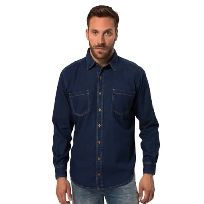 Image of JP 1880 Men&#039;s Denimhemd, Mf, Kent, 1/1 Shirt, Dark Denim Blue, XXL