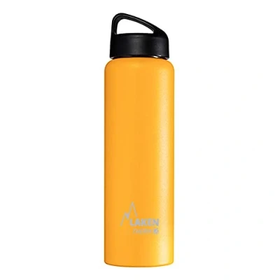 Image of Laken Thermo Classic Vacuum Insulated Stainless Steel Wide Mouth Water Bottle with Screw Cap, 34 Oz, Yellow