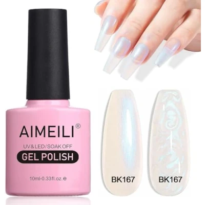 Image of AIMEILI Pearl Shell Gel Nail Polish, Polarized Glitter Shimmer Polish UV LED Soak Off Art Varnish Manicure Gift (167) 10ml