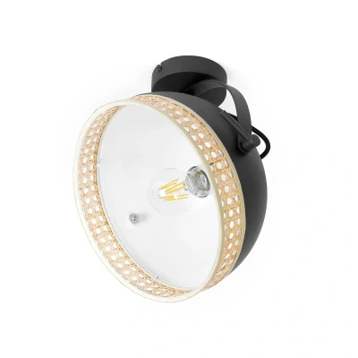 Image of Lindby Lonnaris ceiling lamp with rattan pivotable