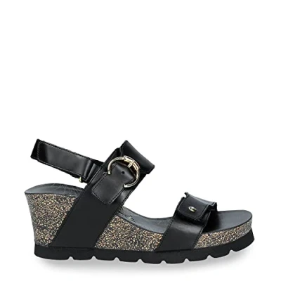 Image of Panama Jack Women&#039;s Velvet Wedge Sandal, Negro B1, 6 UK