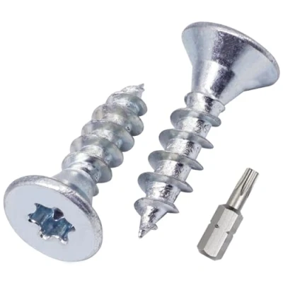 Image of SKIR&#039;CO (50 pcs) Zinc Plated Steel Wood Screws 5.0 x 20 mm, Torx Head, Countersunk Chipboard Screws, Fully Threaded