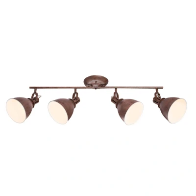 Image of Globo Giorgio four bulb ceiling spotlight in rust brown