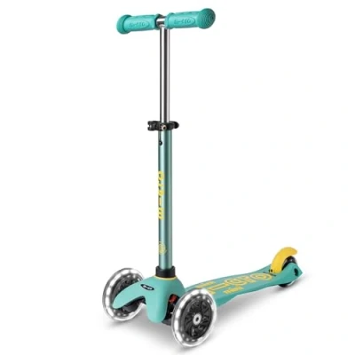 Image of Micro Scooters Mini LED Eco Children&#039;s Scooter Handlebar Adjustable Light Up Wheels 2 5yrs Boys &amp; Girls Mint