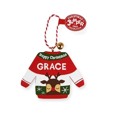 Image of History &amp; Heraldry Personalised Christmas Jumper Decorations (Grace)