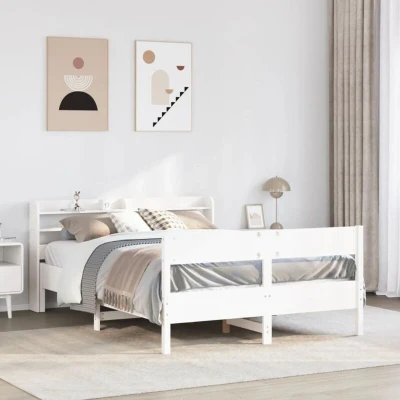 Image of vidaXL Bed Frame without Mattress White 160x200 cm Solid Wood Pine