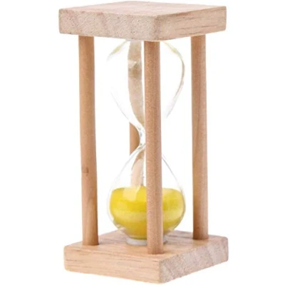Image of Inzopo 5 Minutes Wooden Sandglass Hourglass Sand Egg Timer Kitchen Clock Glass Gift, Hour Meter for Children Game Home Decoration