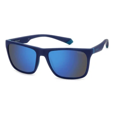 Image of Polaroid PLD 2141/S Matte Blue Azure/Blue 57/18/140 unisex Sunglasses