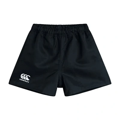 Image of Canterbury Kid&#039;s Professional Polyester Shorts Rugby Short Internal Drawstring &amp; Pockets Gym/Training Short, Black, Age 8 (S)