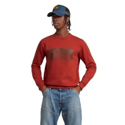 Image of G Star Men&#039;s Stacked Old Skool Logo Sweater, red (rusty D25099 D733 A923), L