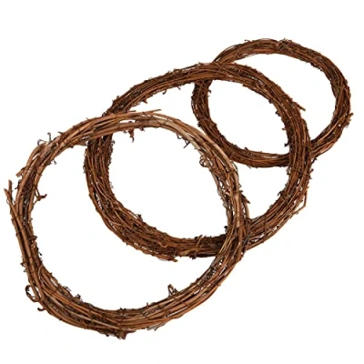 Image of Jomnvo 3 PCS Retro Christmas Wreath Grapevine Natural Rattan Ring Frame Decor Willow Twig with Diameter of 20cm, 25cm, 30cm