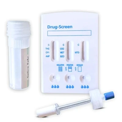 Image of 2 x Saliva Drug Test Testing Kit 7 Drugs Tested Cannabis, Cocaine, Amphetamine, Methamphetamine, Benzodiazepine, Methadone &amp; Opiates