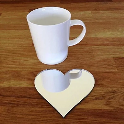 Image of Super Cool Creations Coasters Heart Shaped Mirrored 4 Set