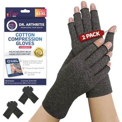 Image of Doctor Developed Compression Gloves for Arthritis (2 Pairs,S) Carpal Tunnel Women with Written Handbook Hand Support Pain Relief &amp;
