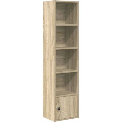 Image of vidaXL Bookcase Sonoma Oak 127 cm Engineered Wood Bookshelf with Storage Cabinet for Living Room/Office